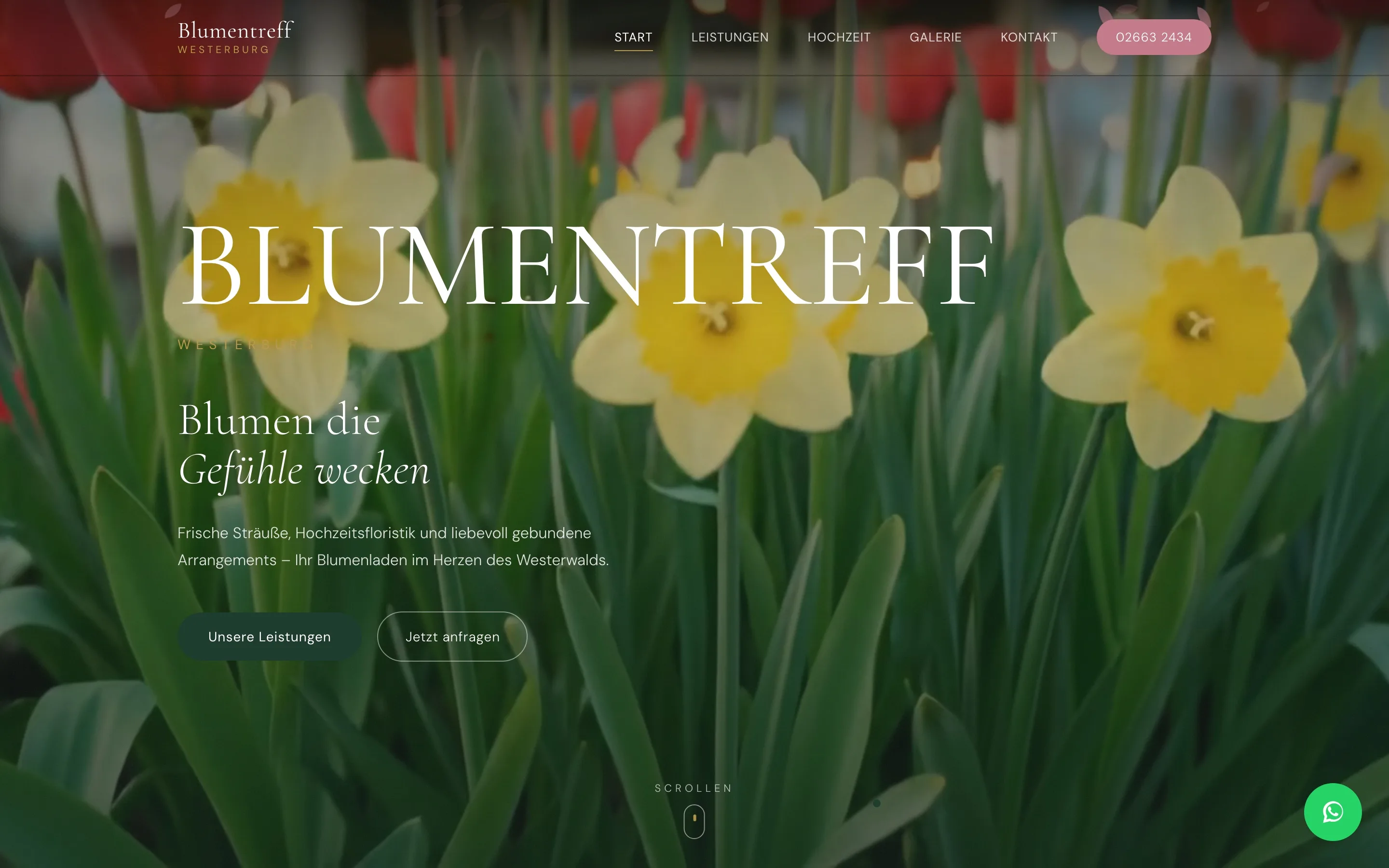 Website des Blumentreff Westerburg auf dem Desktop