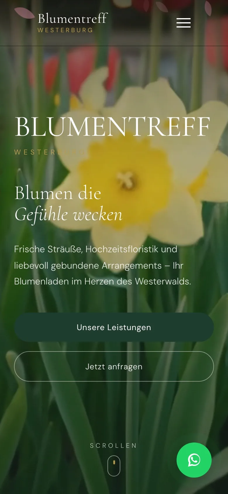 Website des Blumentreff Westerburg auf dem Smartphone