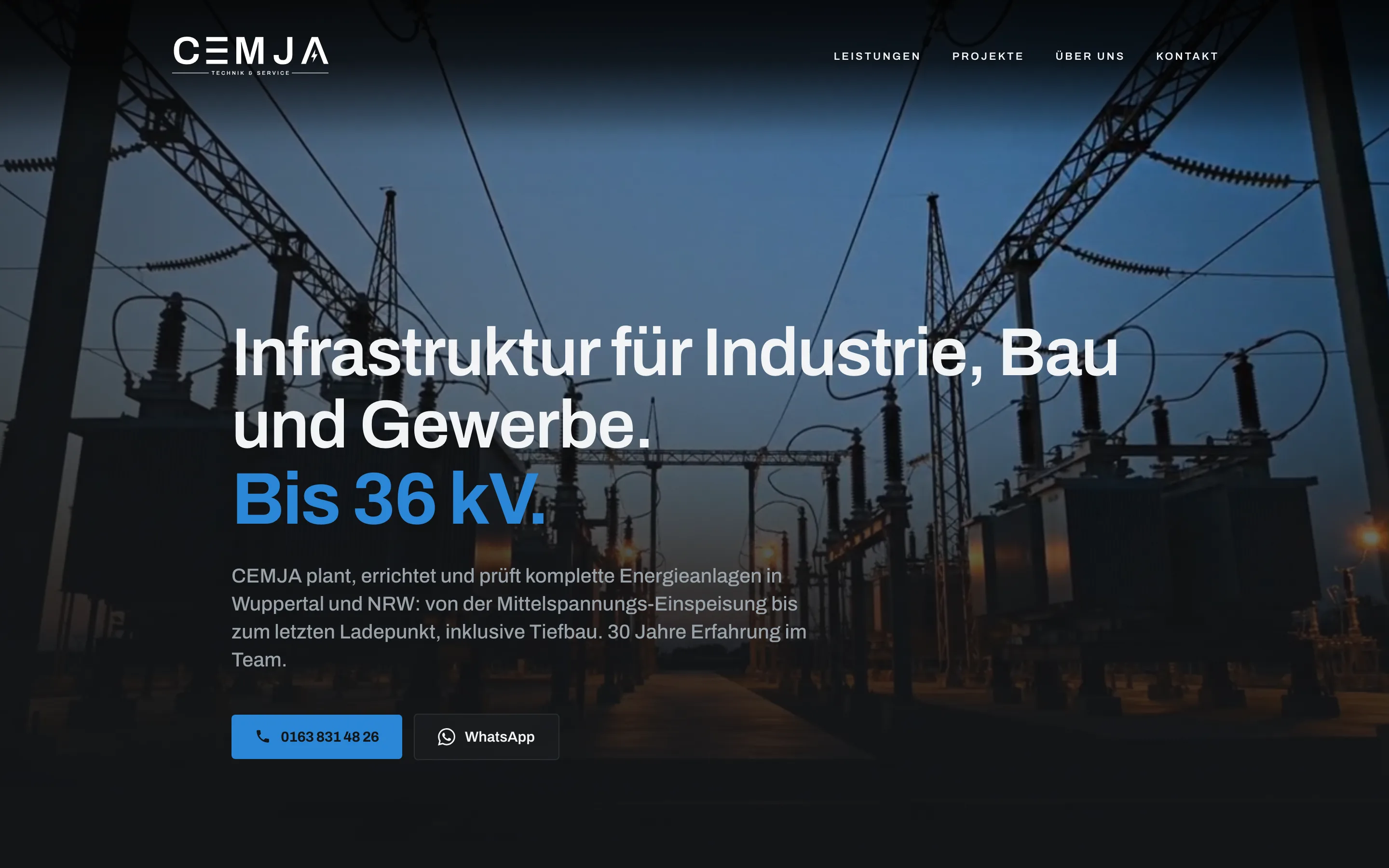 Website von CEMJA Technik & Service aus Wuppertal auf dem Desktop